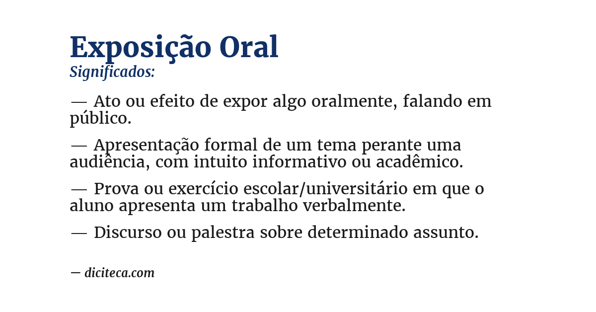 Significado de exposição oral