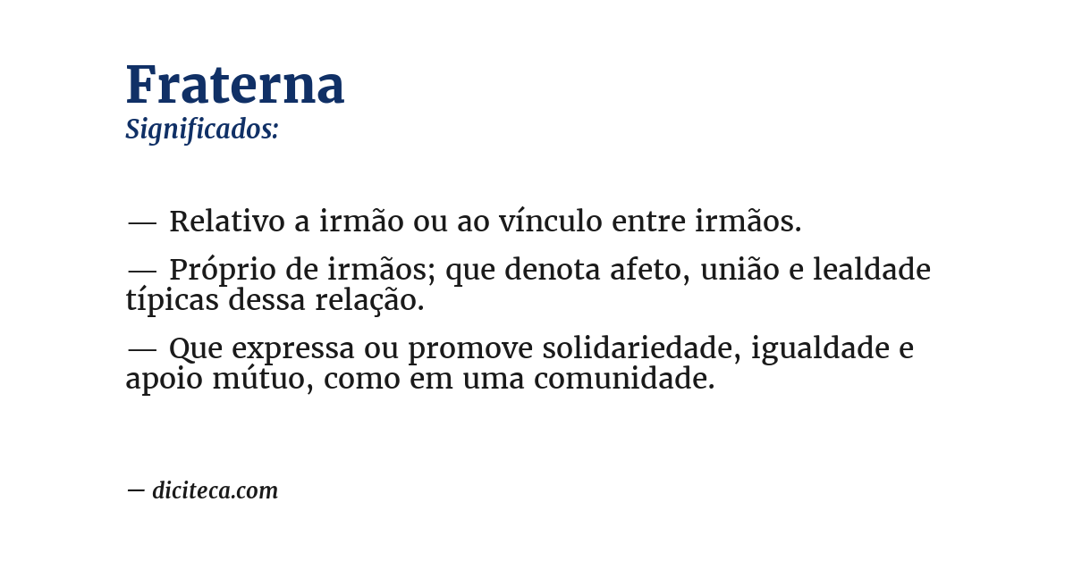 Significado de fraterna