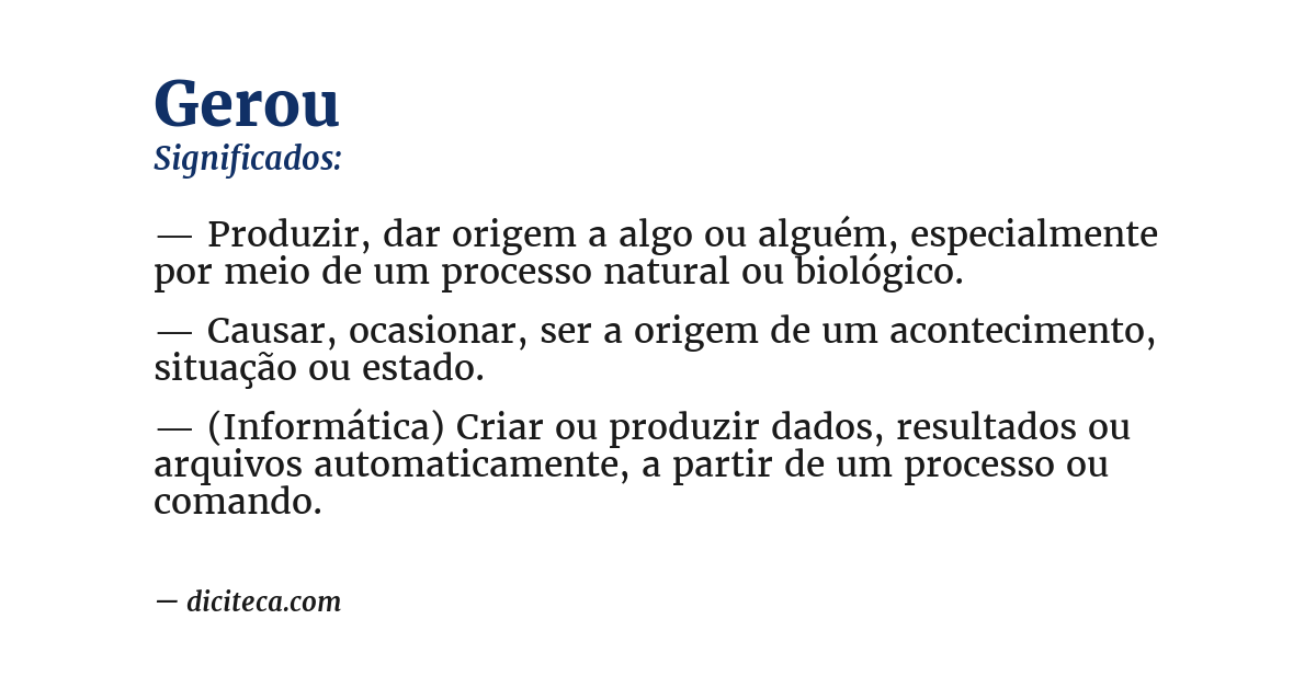 Significado de gerou