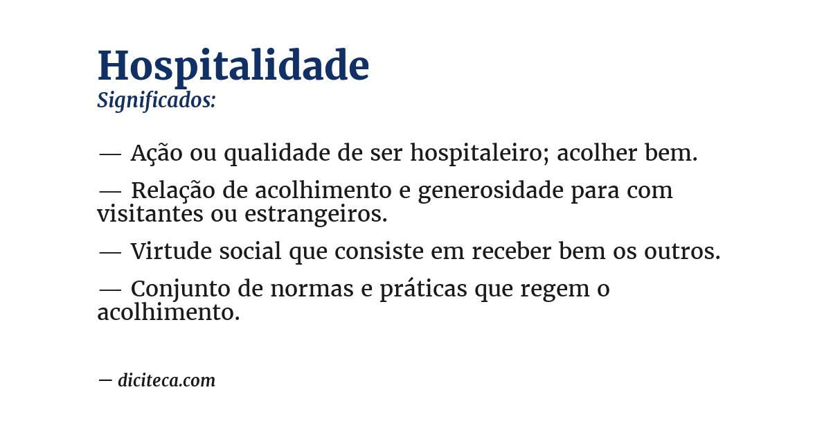 Significado de hospitalidade