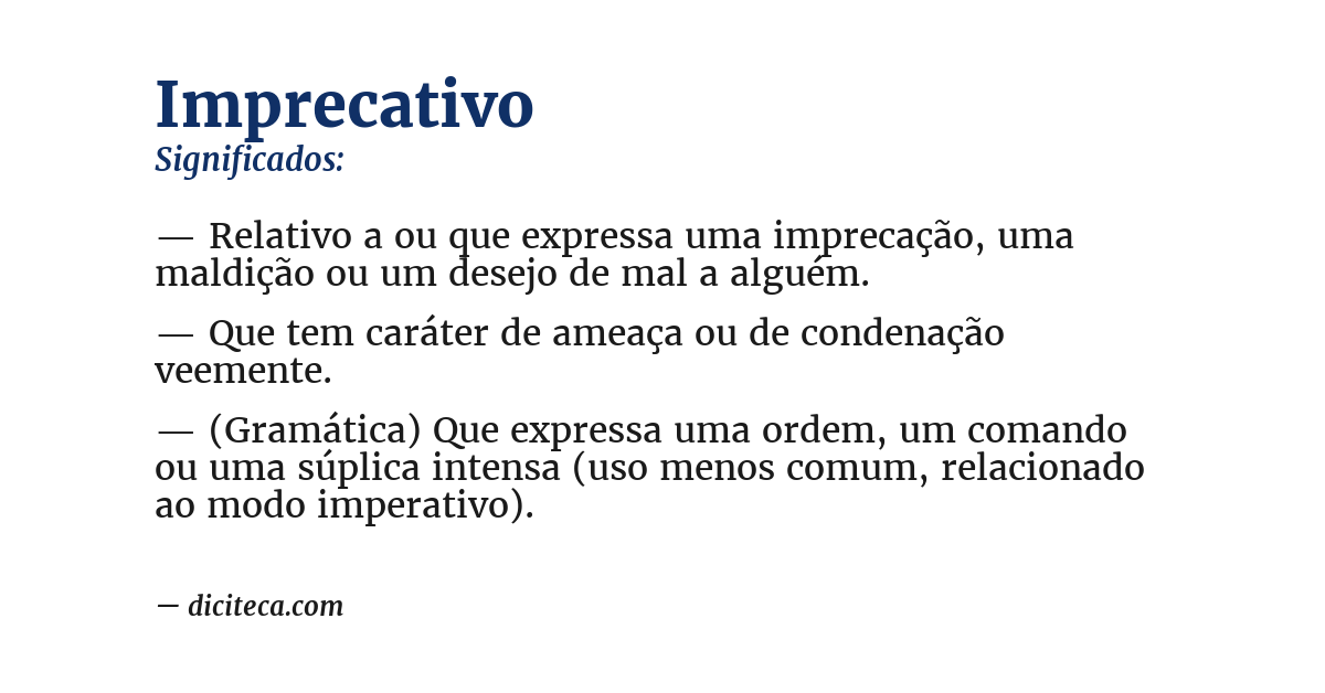 Significado de imprecativo