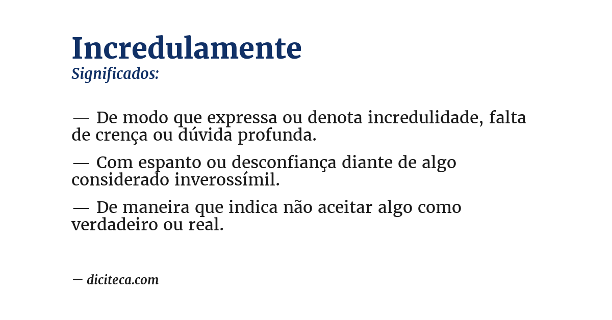 Significado de incredulamente