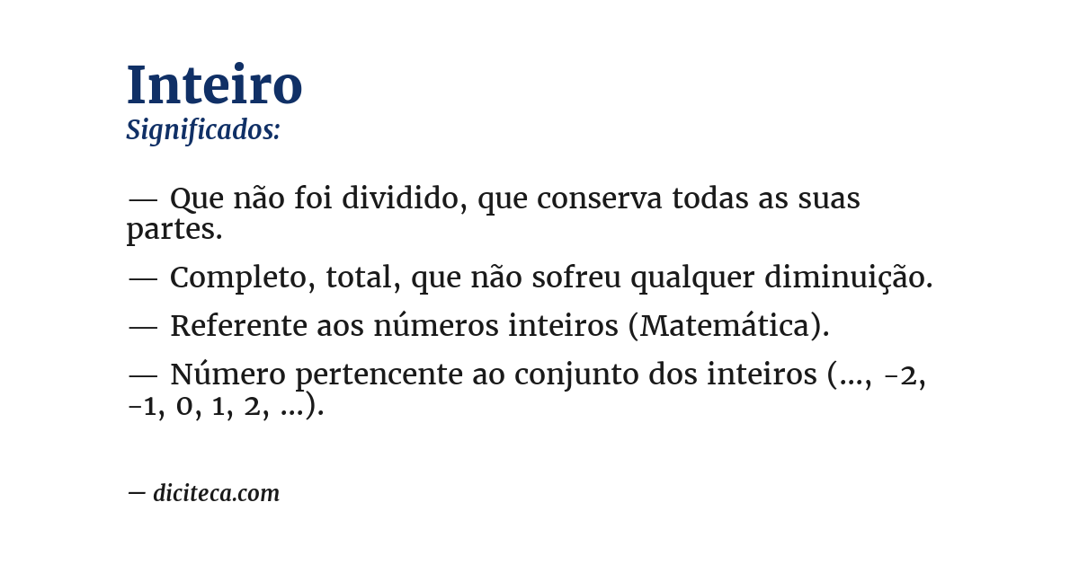Significado de inteiro