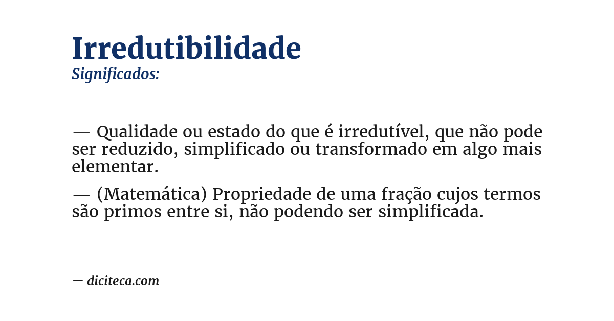 Significado de irredutibilidade