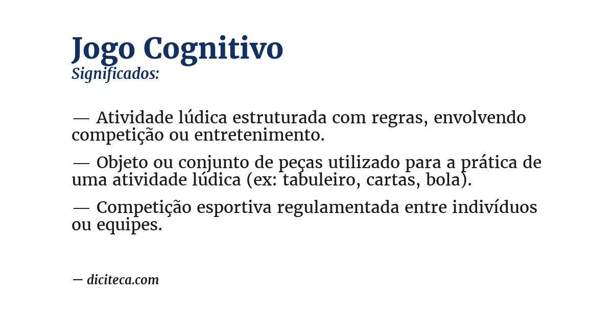 Significado de jogo cognitivo