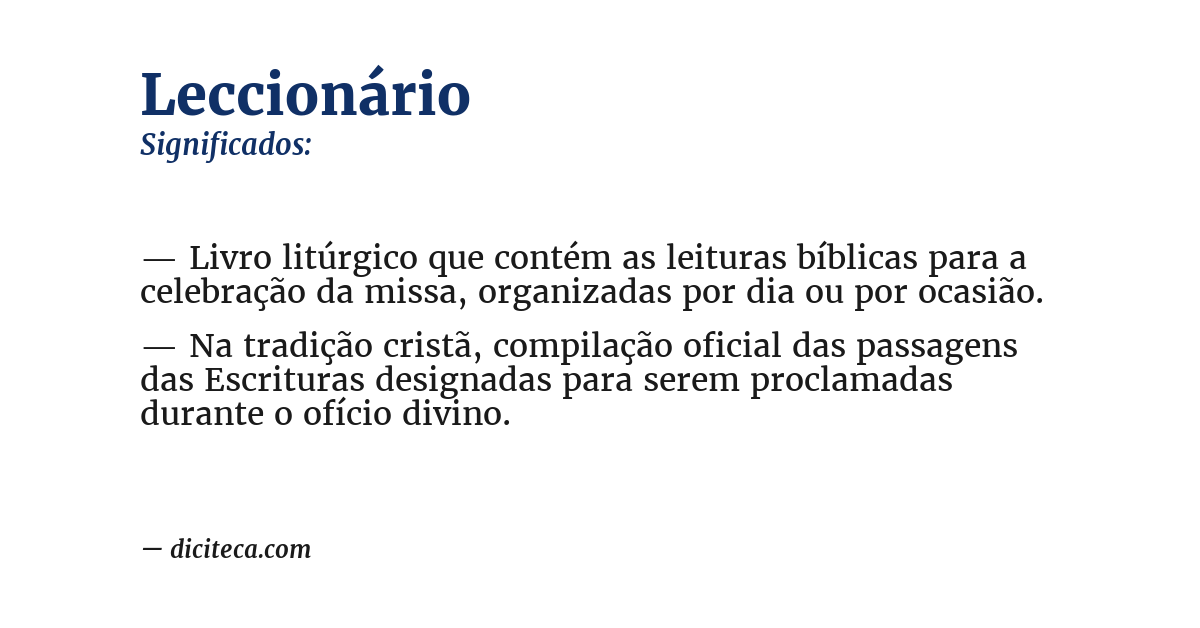 Significado de leccionário