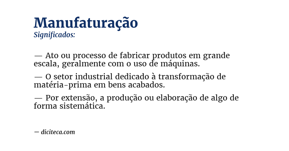 Significado de manufaturação