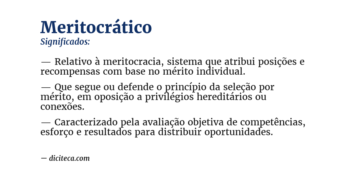 Significado de meritocrático