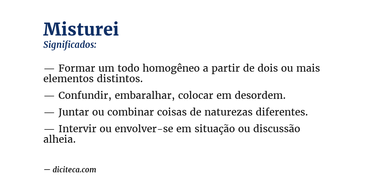 Significado de misturei