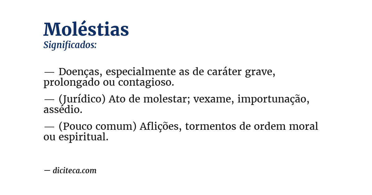 Significado de moléstias
