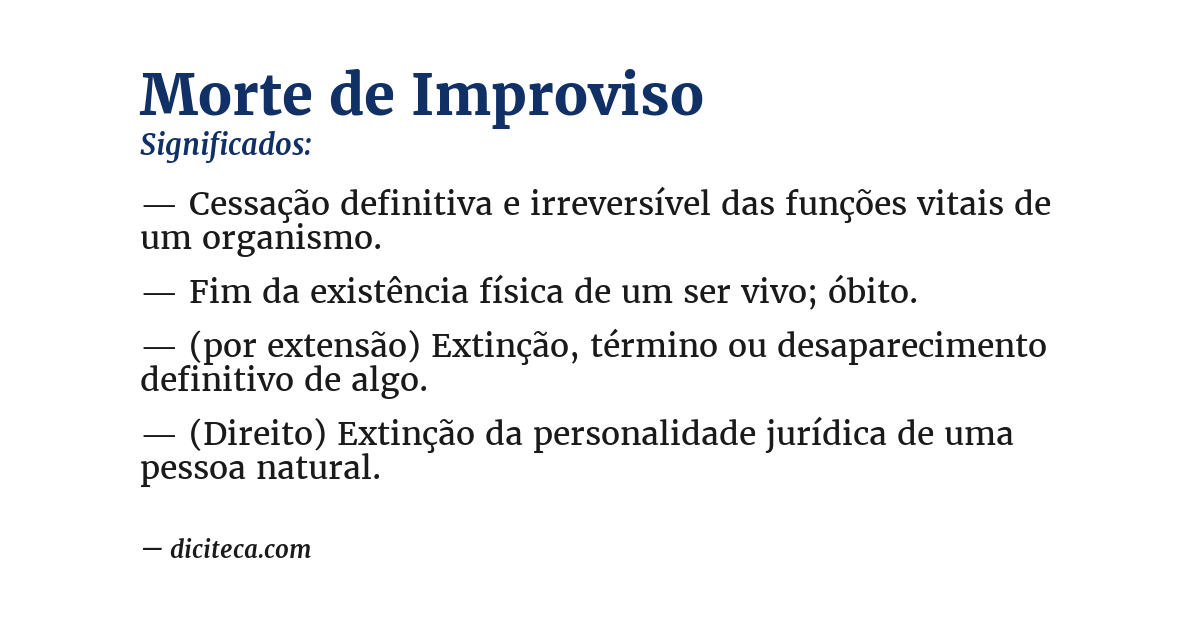 Significado de morte de improviso