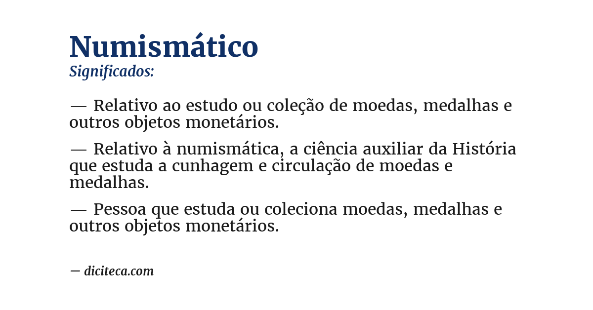 Significado de numismático