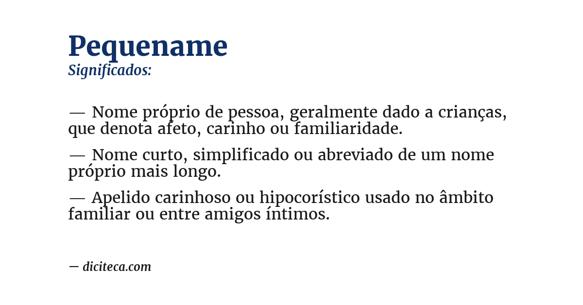 Significado de pequename