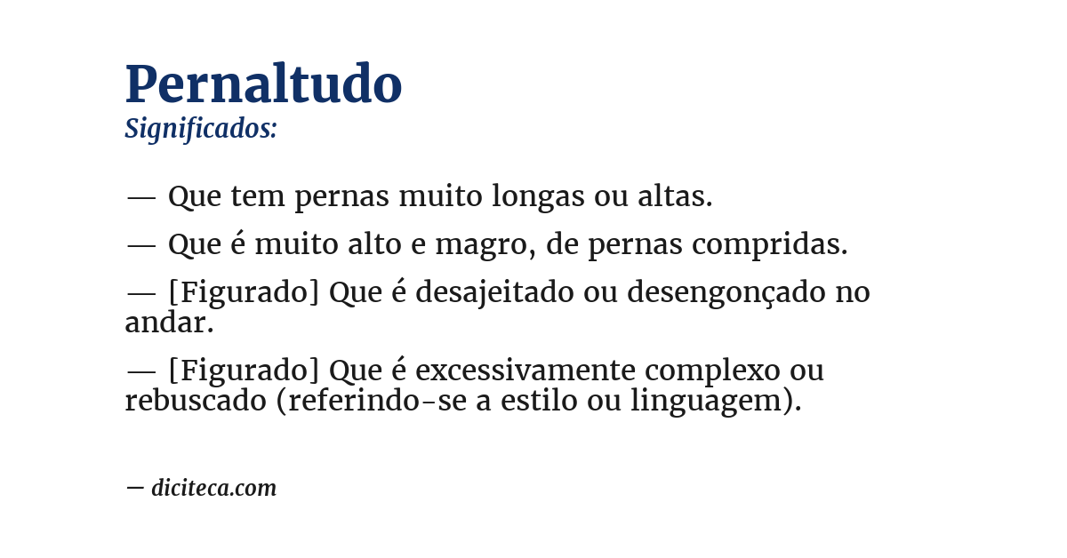 Significado de pernaltudo
