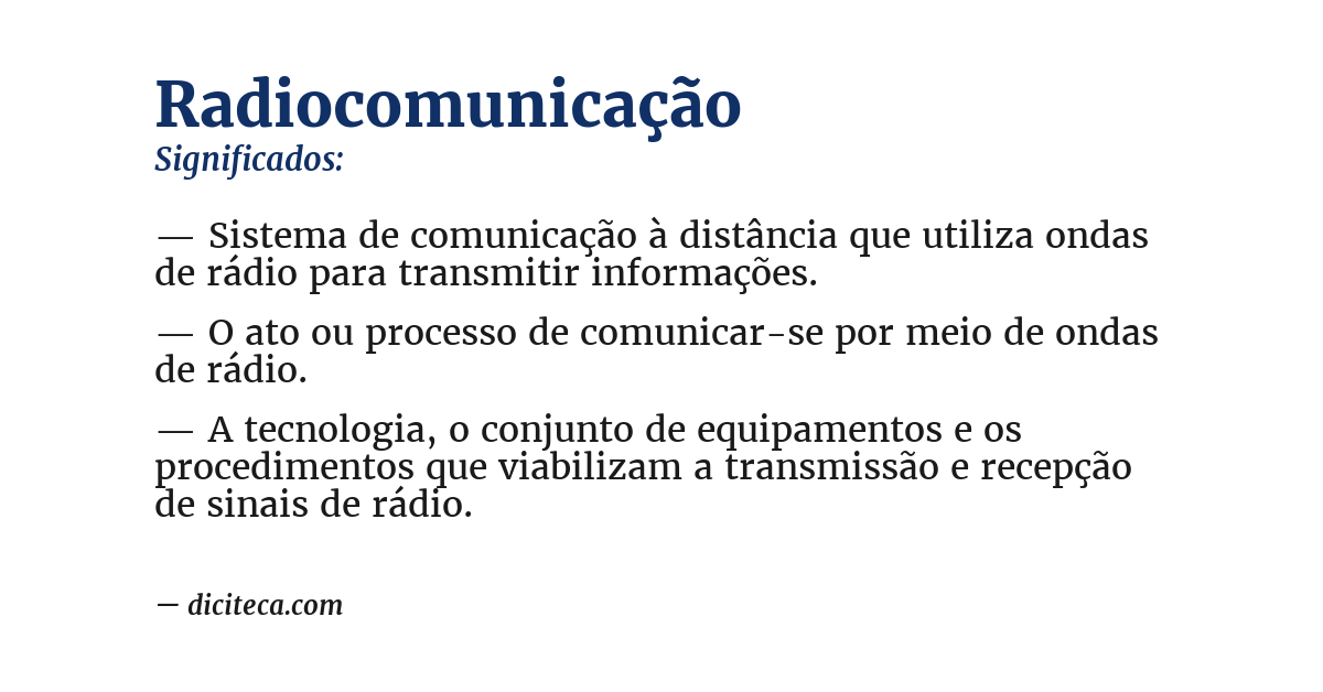 Significado de radiocomunicação