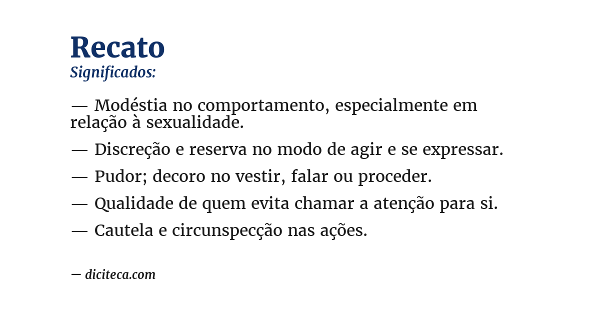 Significado de recato
