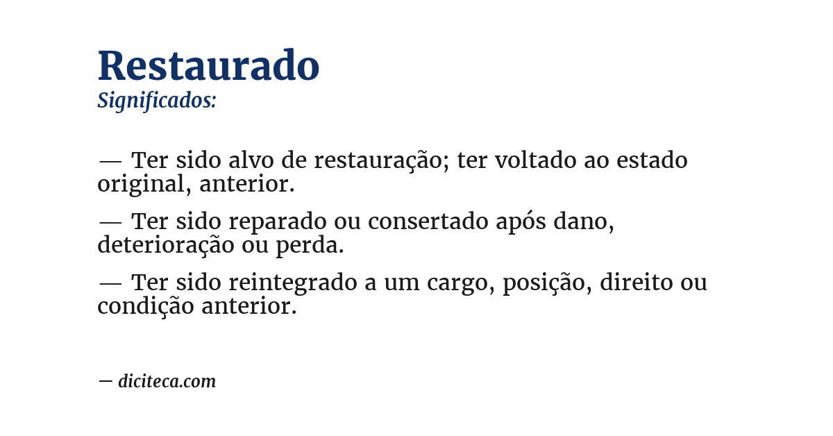 Significado de restaurado