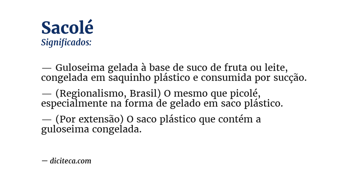 Significado de sacolé
