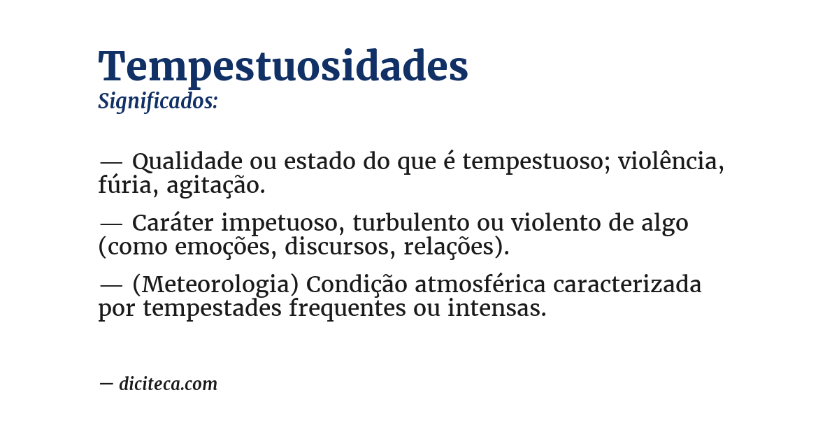 Significado de tempestuosidades