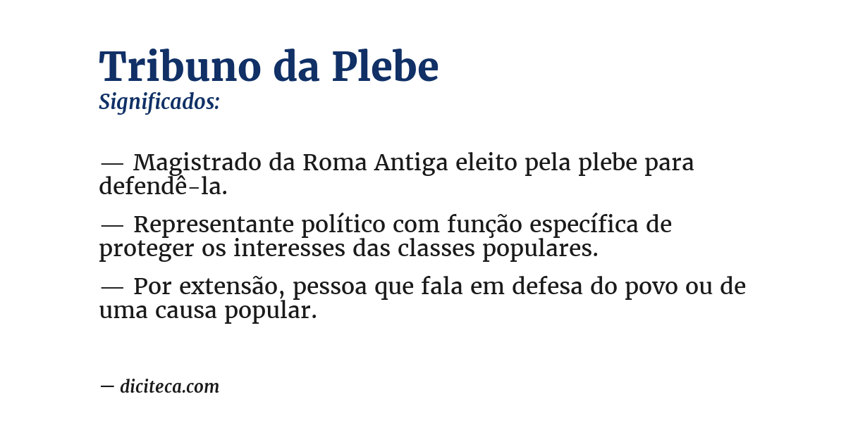 Significado de tribuno da plebe