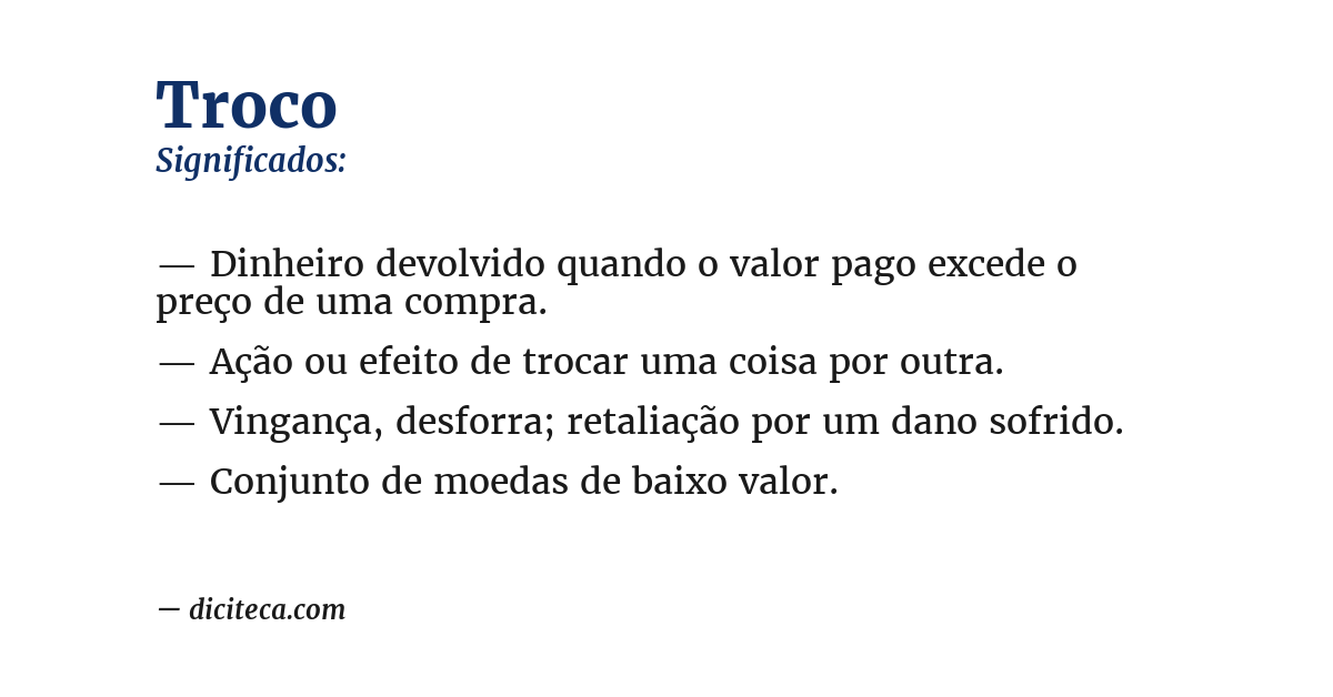 Significado de troco