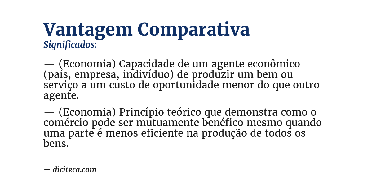 Significado de vantagem comparativa