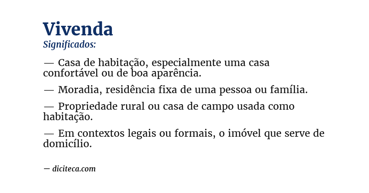 Significado de vivenda