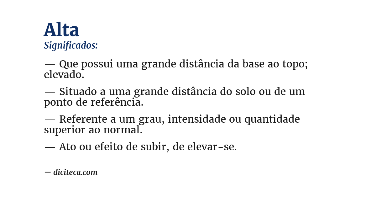 Significado de alta