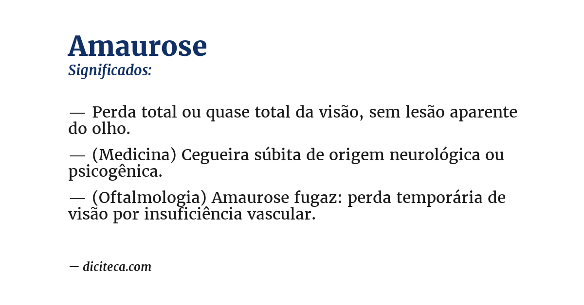 Significado de amaurose