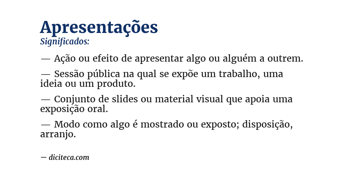 Significado de apresentações