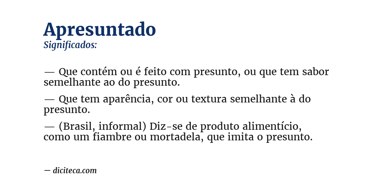Significado de apresuntado