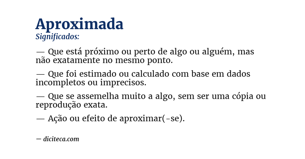 Significado de aproximada