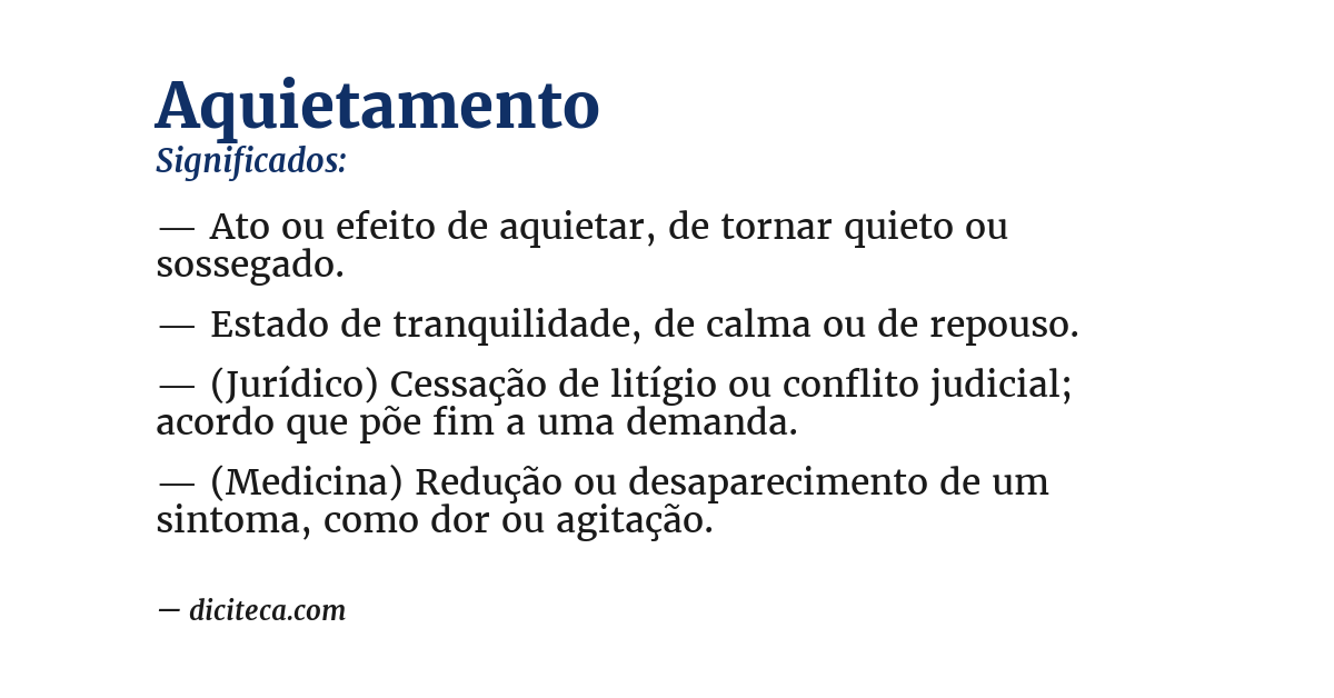 Significado de aquietamento