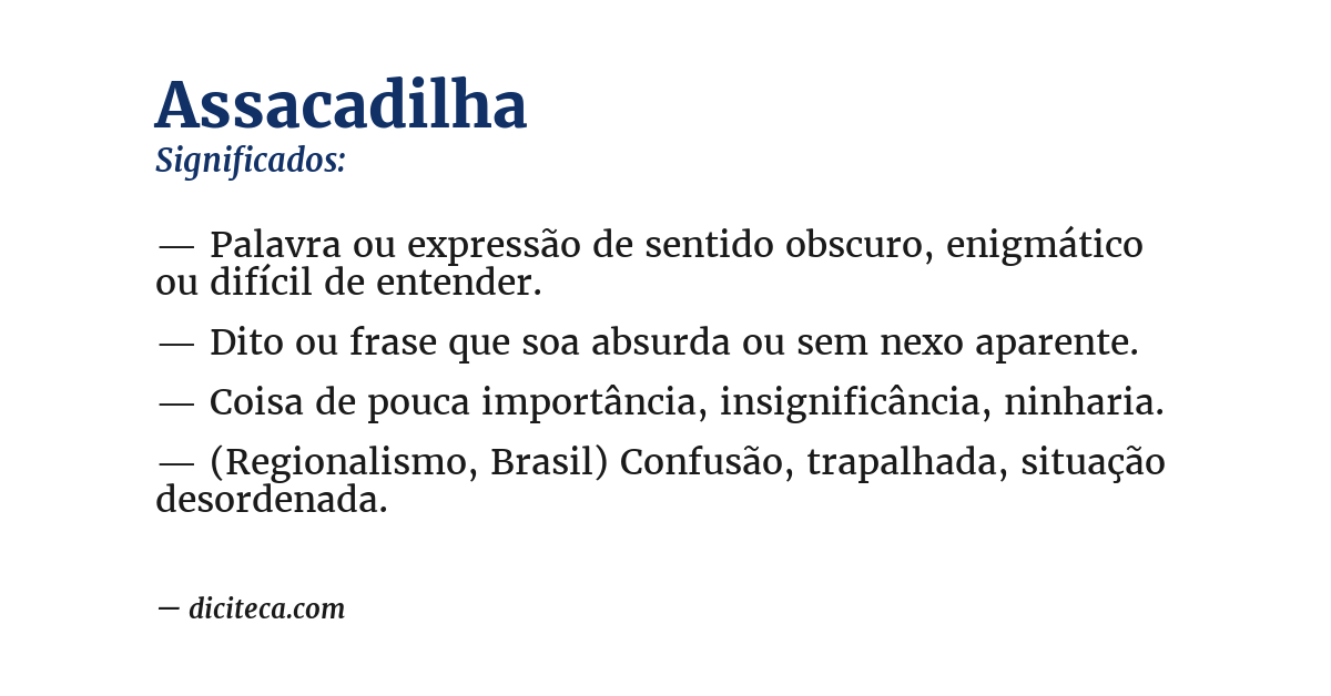 Significado de assacadilha