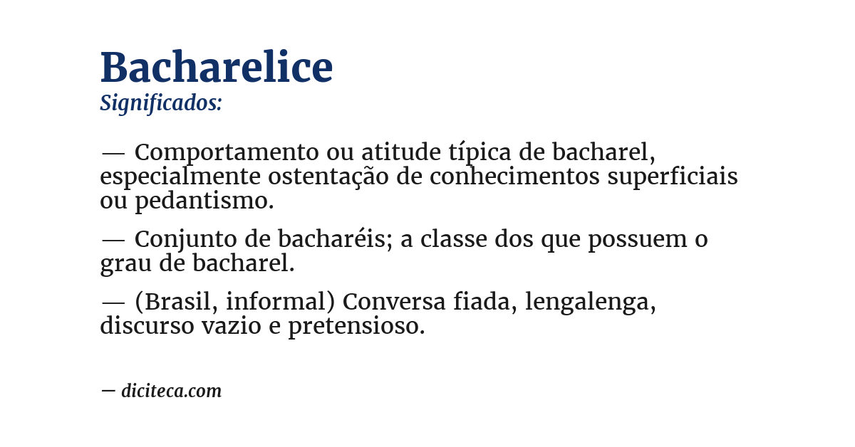 Significado de bacharelice