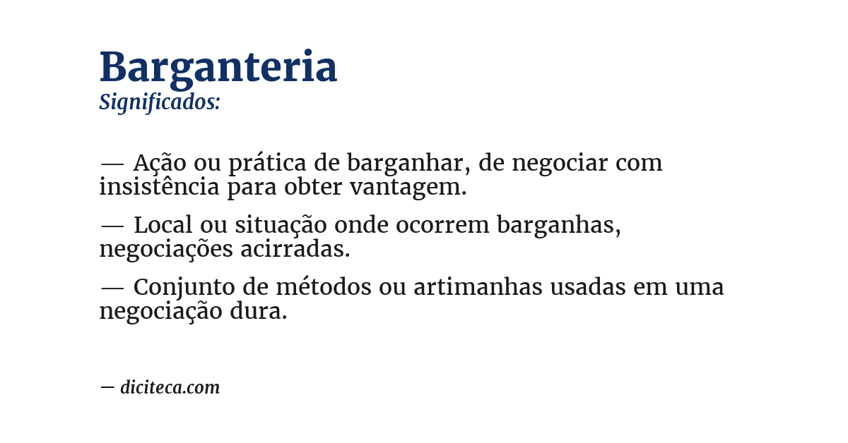 Significado de barganteria