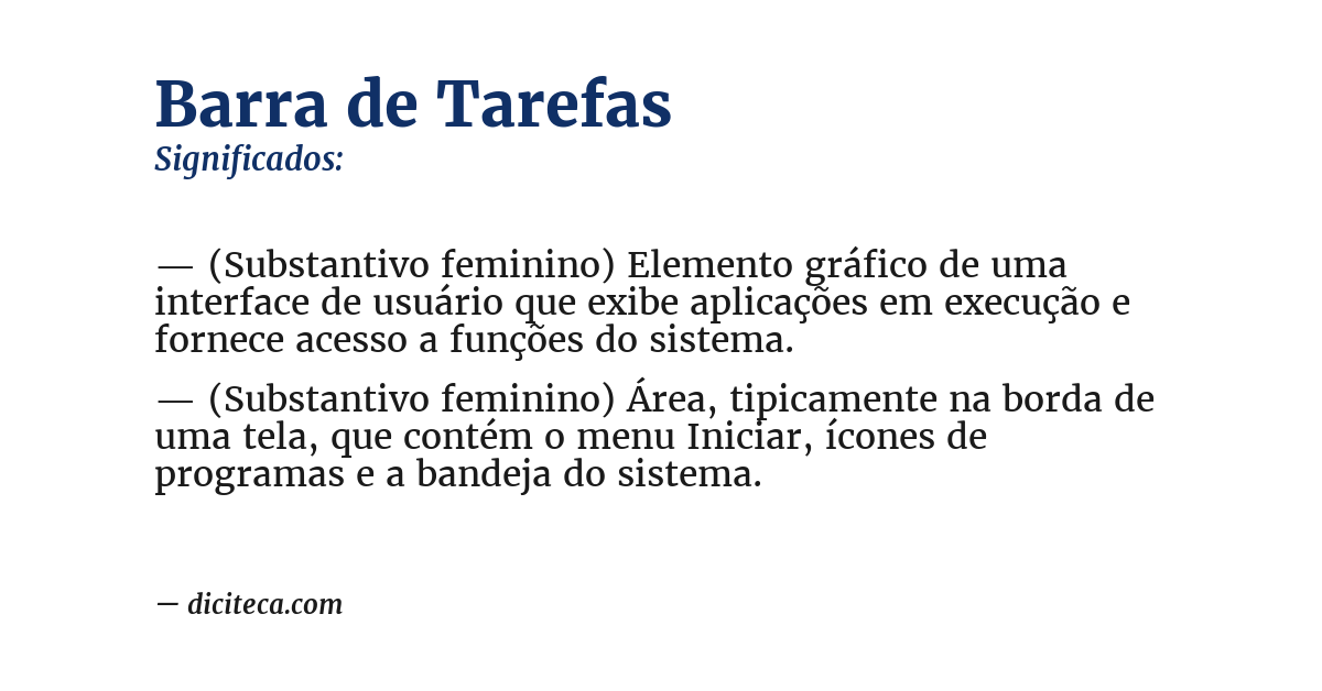 Significado de barra de tarefas
