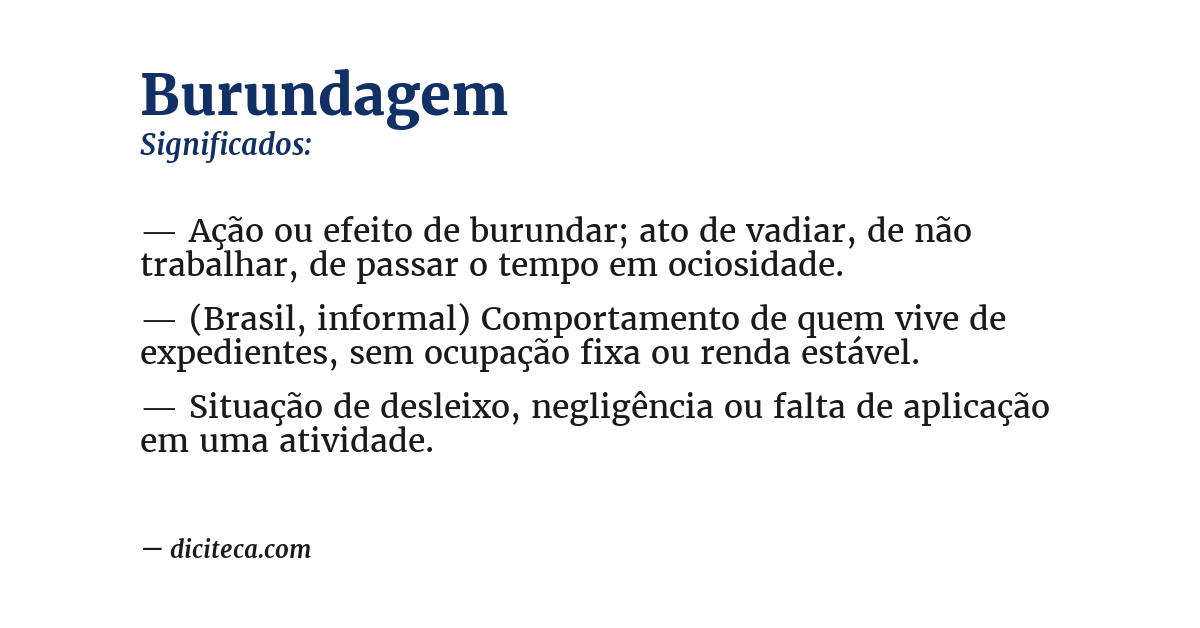 Significado de burundagem
