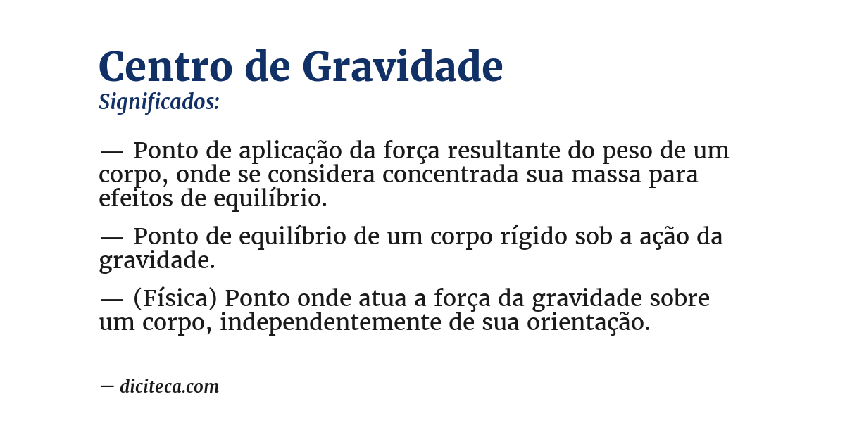 Significado de centro de gravidade