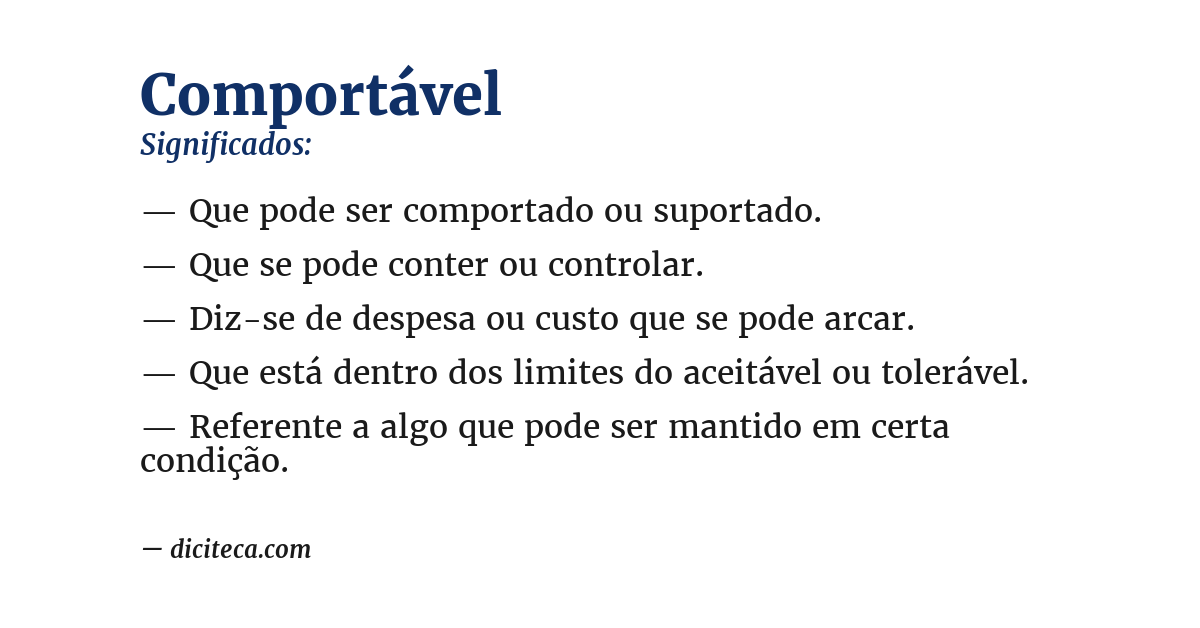 Significado de comportável