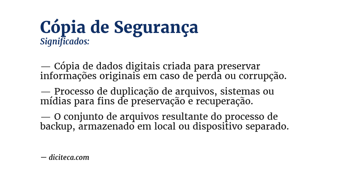 Significado de cópia de segurança