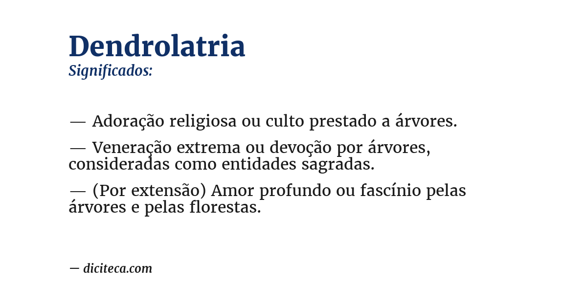 Significado de dendrolatria