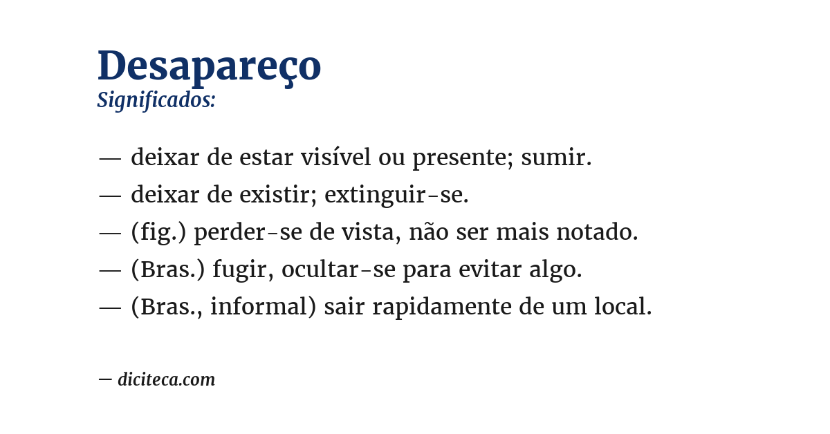 Significado de desapareço