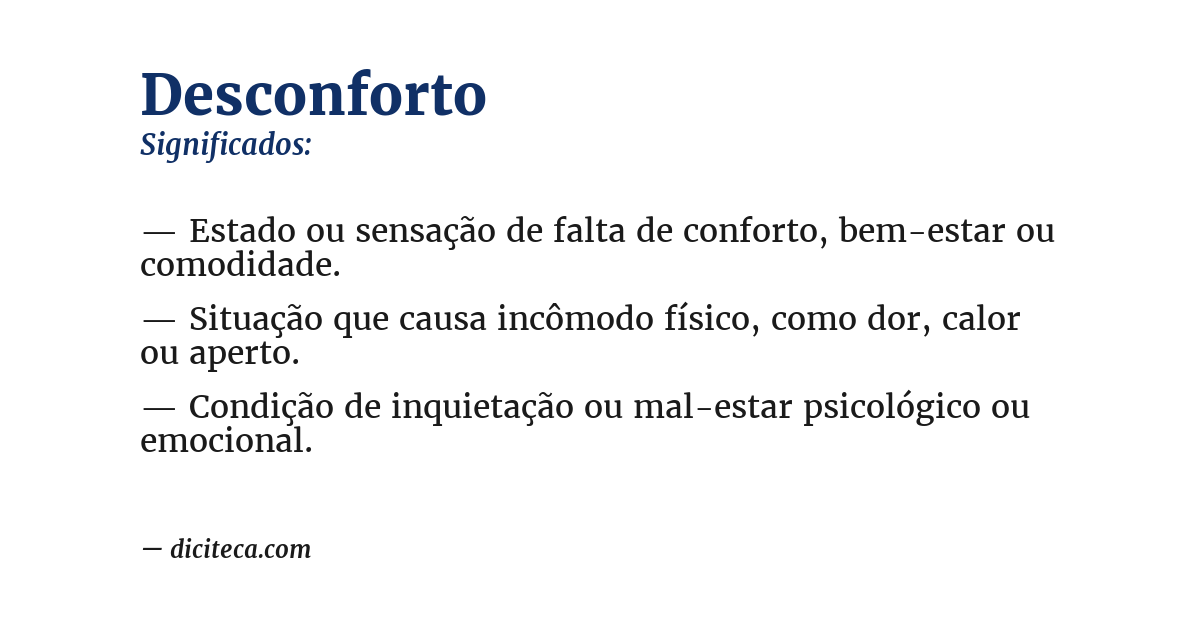 Significado de desconforto