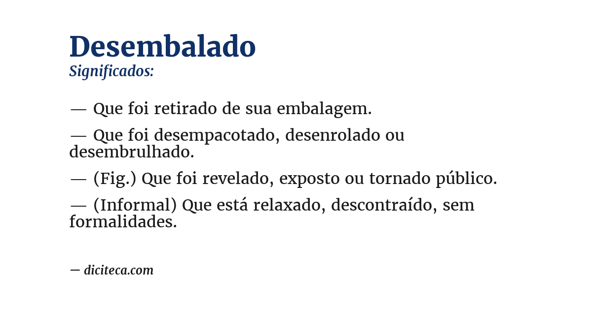 Significado de desembalado