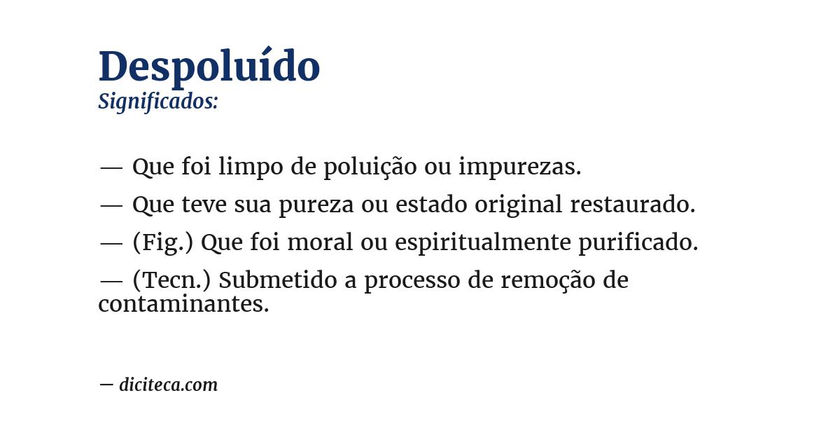 Significado de despoluído