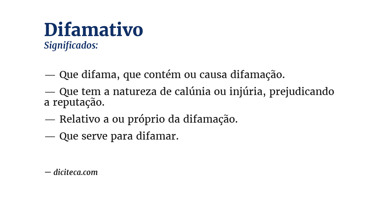 Significado de difamativo