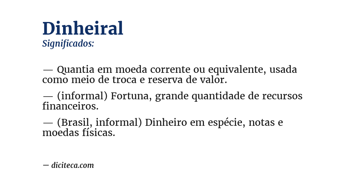 Significado de dinheiral