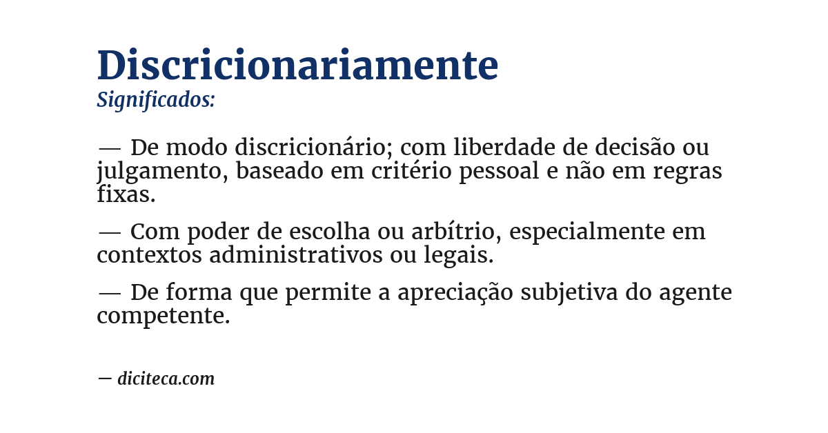 Significado de discricionariamente