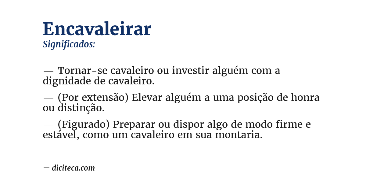 Significado de encavaleirar